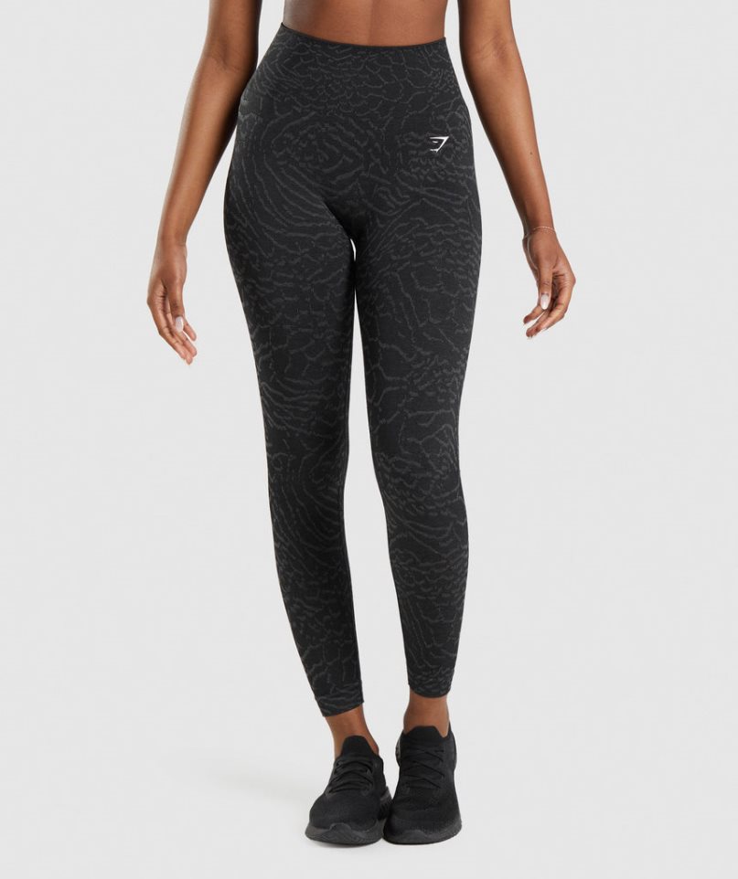 Women\'s Gymshark Adapt Animal Seamless Leggings Black | NZ 9MPQYJ